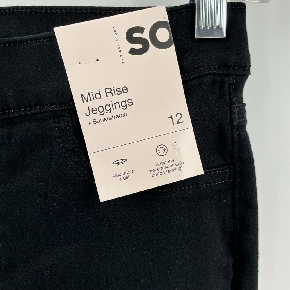 SO brand women's mid-rise black jeggings. Size 12 - Picture 8 of 11